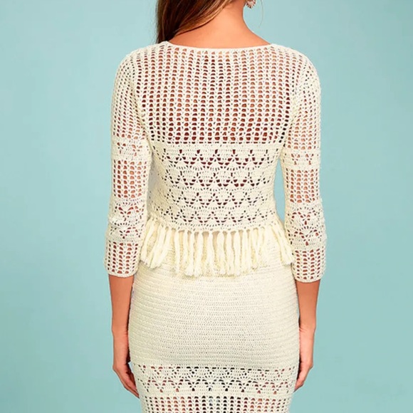 MINKPINK Henna Cream Crochet Crop Top - Picture 2 of 12